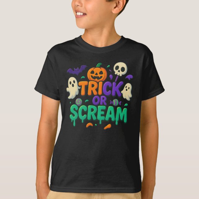 Halloween Trick or Scream Clothes Outfit Unisex T-Shirt (Front)