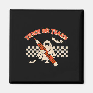 Halloween Trick Or Teach Retro Teacher Magnet