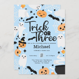 Halloween Trick or Three 3rd Birthday Party Invitation