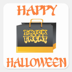 Halloween Trick or Treat Bag Square Sticker