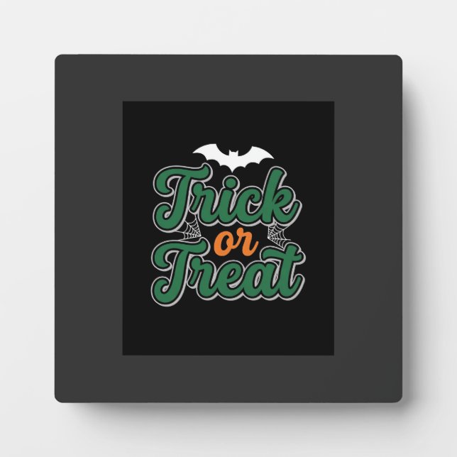 Halloween Trick or Treat Bat Web Design_1 Plaque (Front)