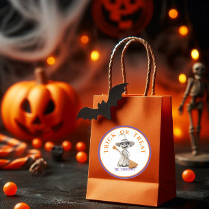 Halloween Trick or Treat Big Eyed Witch in White Classic Round Sticker