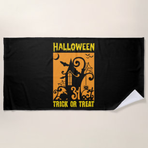Halloween Trick Or Treat Birthday Beach Towel