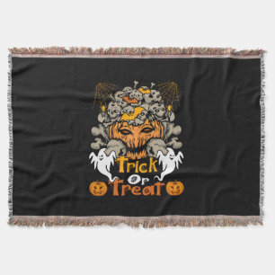 Halloween Trick Or Treat Birthday Throw Blanket