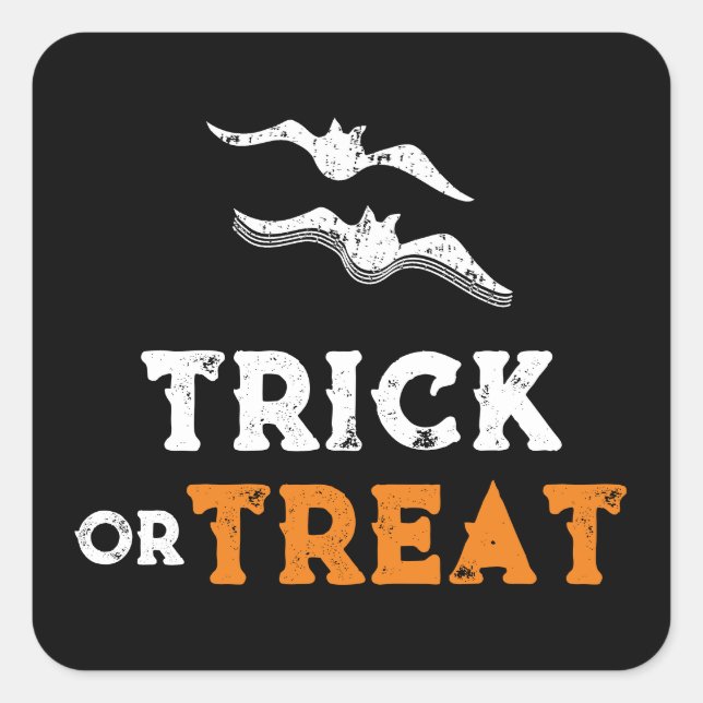 Halloween Trick or Treat, black bats kids adult Square Sticker (Front)