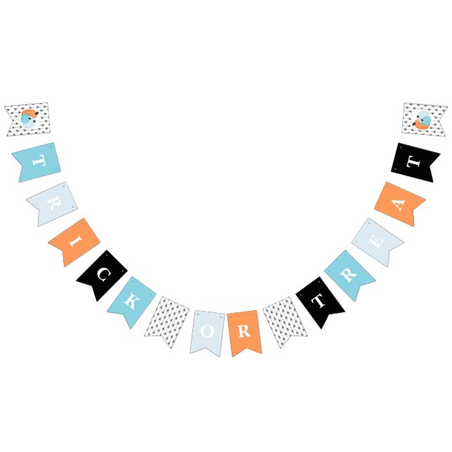 Halloween TRICK OR TREAT Blue Pumpkins and spiders Bunting (All)