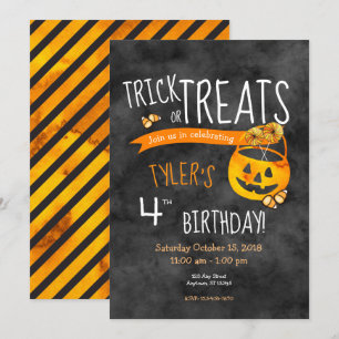 Halloween Trick or Treat Boy or Girl Birthday Invitation