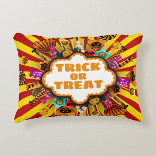 Halloween Trick or Treat Candy and sweets. Autumn  Decorative Cushion