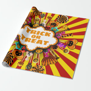 Halloween Trick or Treat Candy and sweets. Autumn Wrapping Paper
