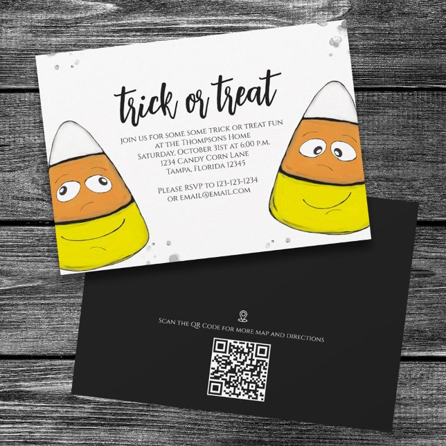 Halloween Trick Or Treat Candy Corn Map QR Code Invitation (Creator Uploaded)