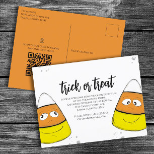 Halloween Trick Or Treat Candy Corn Map QR Code Postcard