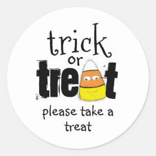 Halloween Trick or Treat Candy Corn Typography Classic Round Sticker
