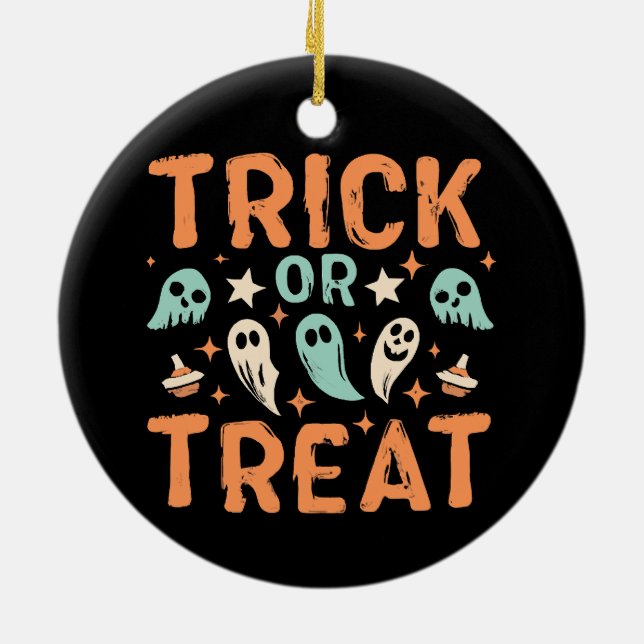 Halloween Trick or Treat Ceramic Tree Decoration (Back)