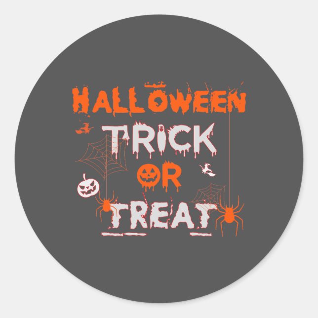 Halloween Trick or Treat Classic Round Sticker (Front)