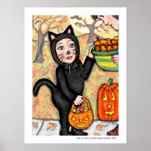 Halloween Trick or Treat Costume Cat Art Poster