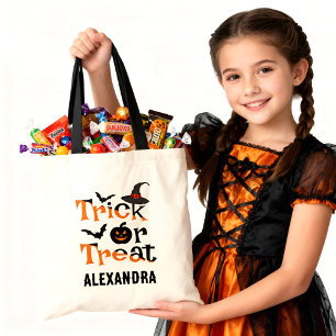 Halloween Trick or Treat Custom Custom Kids’ Name  Tote Bag