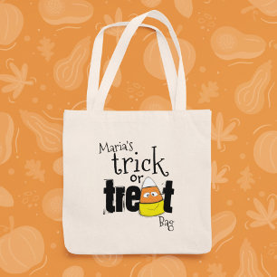 Halloween Trick Or Treat Cute Candy Corn Script Tote Bag