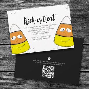 Halloween Trick Or Treat Cute Candy Corn Simple Invitation