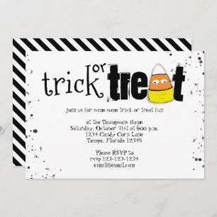 Halloween Trick Or Treat Cute Candy Corn Simple Invitation