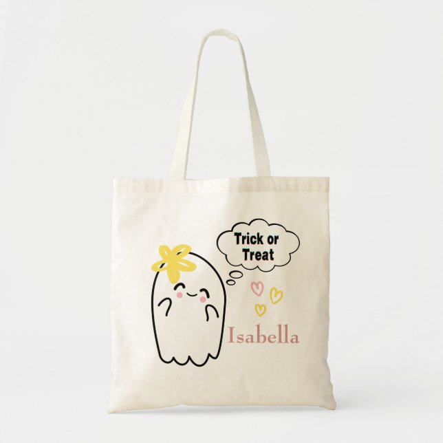 Halloween Trick or Treat Cute Ghost Tote Bag (Front)
