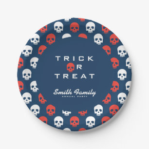 Halloween Trick or Treat Cute Skulls. Paper Plate