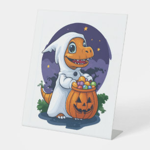 Halloween Trick-or-Treat Dino Pedestal Sign