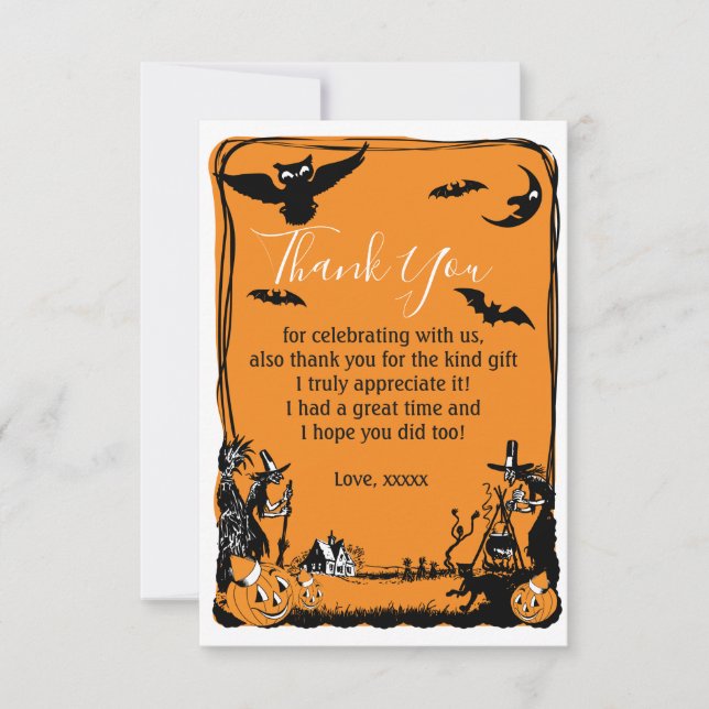 Halloween, Trick or Treat, fall, thank you card (Front)