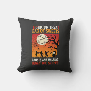 Halloween Trick or Treat Ghosts Walking Street Cushion
