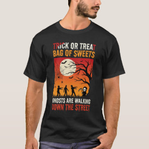 Halloween Trick or Treat Ghosts Walking Street T-Shirt
