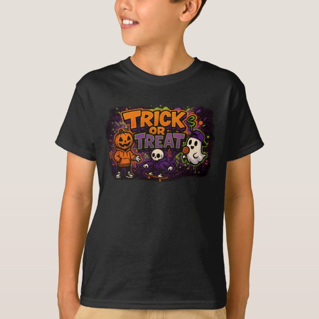 Halloween Trick or Treat Graffiti Clothes Unisex T-Shirt (Front)