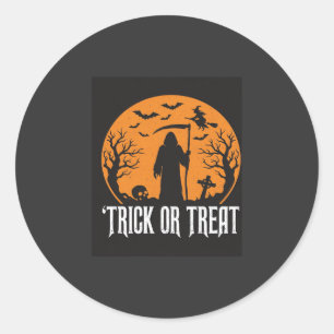 Halloween Trick or Treat Grim Reaper Design_1 Classic Round Sticker