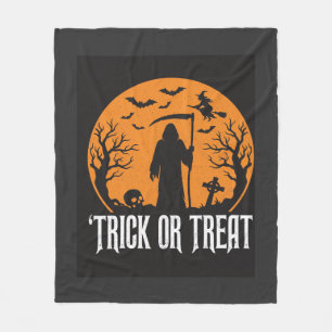 Halloween Trick or Treat Grim Reaper Design_1 Fleece Blanket