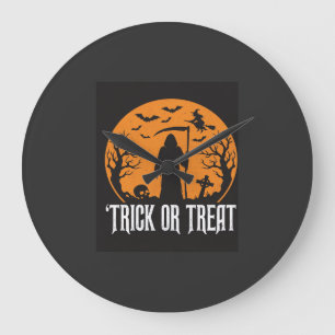 Halloween Trick or Treat Grim Reaper Design_1 Large Clock