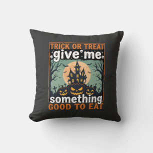 Halloween Trick or Treat Haunted House Pumpkin Cushion