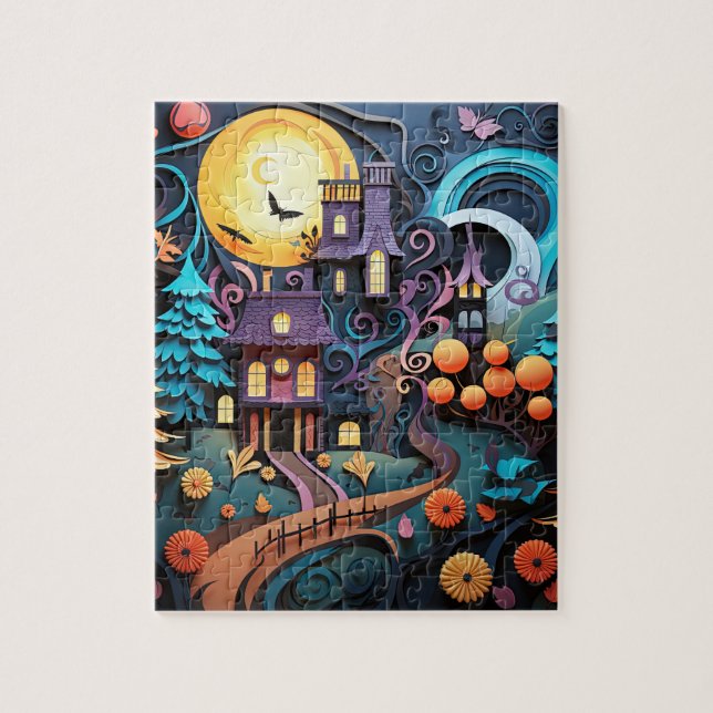 Halloween Trick Or Treat Houses Jigsaw Puzzle (Vertical)