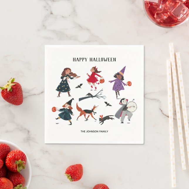 Halloween trick or treat kids holiday napkin (Insitu)