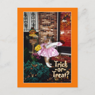 Halloween Trick-or-Treat Kitty Postcard