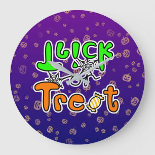 Halloween Trick or Treat Large Clock