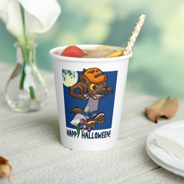 Halloween Trick Or Treat  Little Cartoon Werewolf Paper Cups (Insitu)