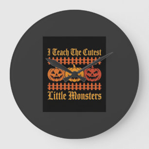 Halloween Trick Or Treat Little Monsters Pumpkin D Large Clock