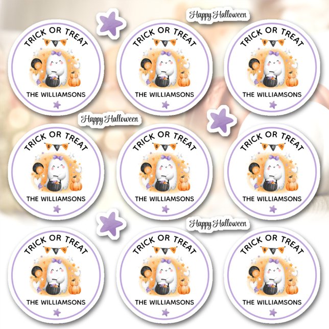 Halloween Trick Or Treat Name Girl Kiss Cut (Halloween Trick Or Treat Name Boo Kiss Cut Sticker)