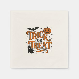 Halloween Trick or Treat Orange   Halloween Party Napkin