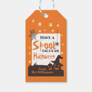 Halloween Trick or Treat Orange Pumpkin Gift Tags