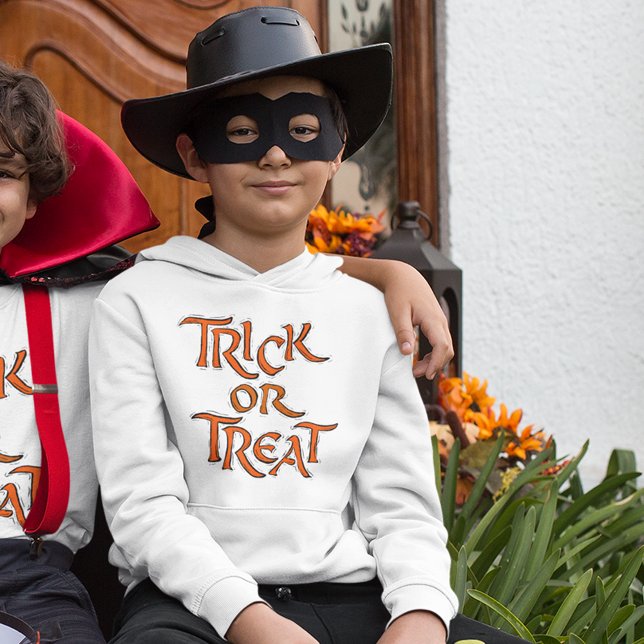 Halloween Trick or Treat Orange Typography Kids' (Halloween Trick or Treat Orange Typography Kids' Hoodie)