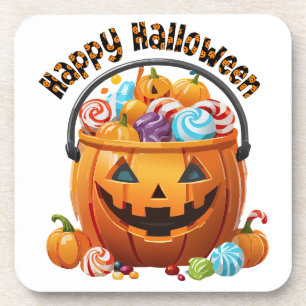 Halloween Trick Or Treat Pail & Candy Coaster