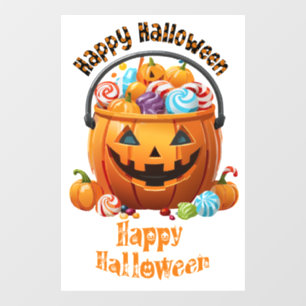 Halloween Trick Or Treat Pail & Candy Window Cling