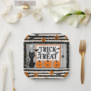 Halloween Trick or Treat Paper Plate
