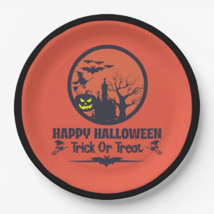 Halloween Trick Or Treat Paper Plate