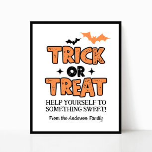 Halloween Trick or Treat Party Table Sign