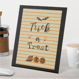 "halloween trick-or-treat pedestal sign